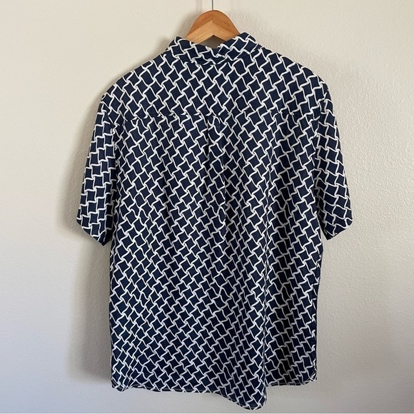Surfside Supply Printed Linen Button Down Shirt Navy Blue Size Large - Picture 7 of 9